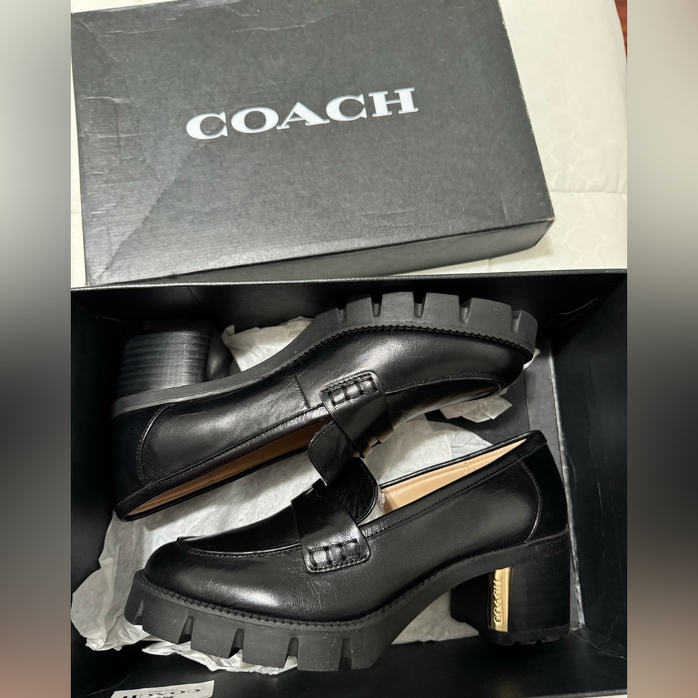 Coach Black Heeled Loafers